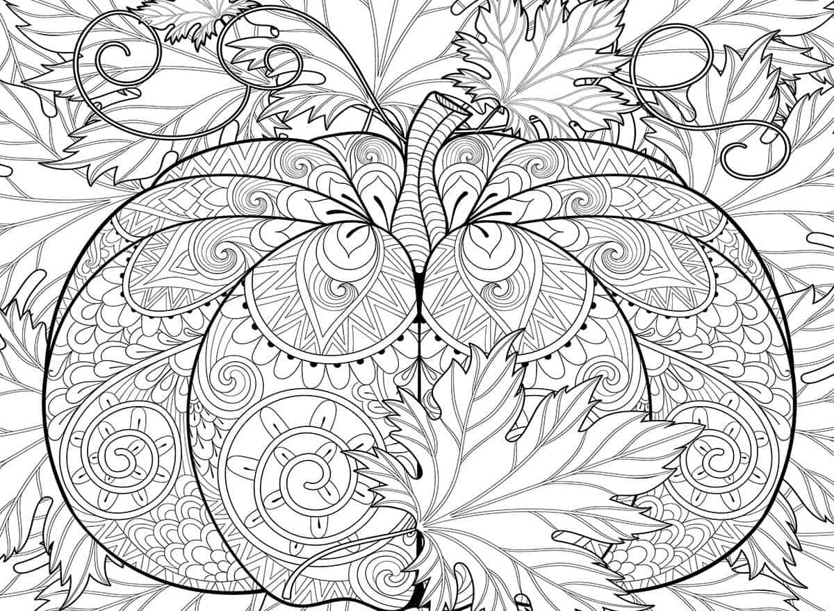 Autumn pumpkin anti-stress coloring book